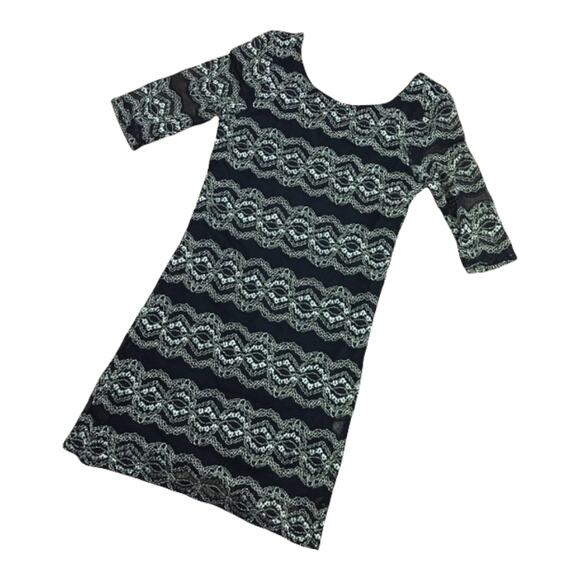 GB Girls Dress Size Large Black Gold Lace Fitted Visible Zip NEW - Picture 3 of 6